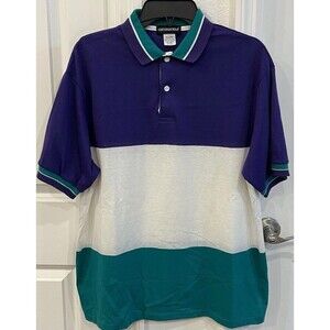Vintage 90s Chesterfield Colorblock Polo Shirt Made in USA 50/50 Size XL Purple